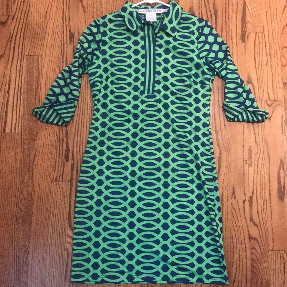 Gretchen Scott V neck collar geometric dress